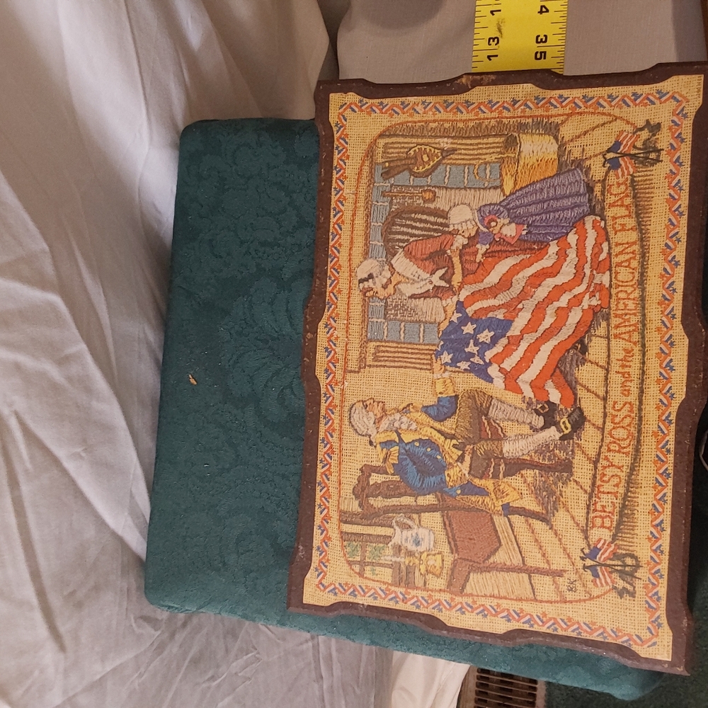 Vintage Wooden Wall Art Betsy Ross American Flag Washington Patriotic - Picture 3 of 5